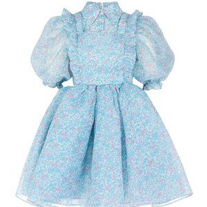 Selkie The Storybook Puff Sleeve Mini Dress, light blue floral, Selkie size 5X